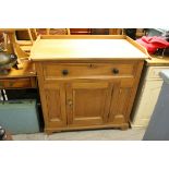 Pine Side Cabinet with Single Drawer above a Cupboard, 100cms wide x 95cms high