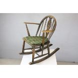 Ercol Low Rocking Chair with Hoop Stick Back and Fleur De Lys Splat