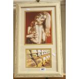 A framed image of Shirley Easton with signed image of gold bullion bars..