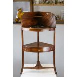 Georgian Mahogany Corner Washstand with Shelf and Drawer, h.105cms