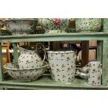 A T Goode and Co washstand set to include jug bowl slop bucket jug sponge bowl and lid and drainer.