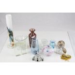 Collection of Glassware including Two Atomisers, Caithness Vase, Paperweight, Cylinder Vase,
