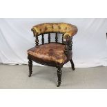 Late 19th / Early 20th century Button Leather Upholstered Club Chair