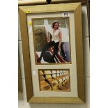 A framed photograph of honor Blackman with signed image of gold bullion bars representing the