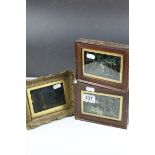 Three 19th century Diorama Pictures depicting Figures in a Woodland or Classical Garden, 7cms x