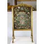 Firescreen contained within a Giltwood Effect Frame with Needlework Panel, h.100cms w.53cms
