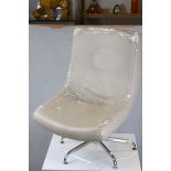 Mid 20th century Retro Swivel Chair raised on a Chrome Base with Five Splayed Feet