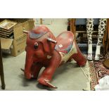 Vintage Painted Metal Fairground / Carousel Child's Sit-on Elephant, h.62cm L.90cm