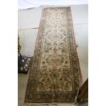 Silk Floral Patterned Rug Runner, 260cms x 74cms