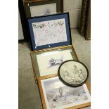 A set of 4 framed Ben Maile prints osprey ,grouse , badger and Otter together with an antique of