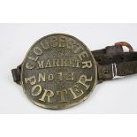 Early 20th century Gloucester Market Porter's Arm Badge with Leather Straps