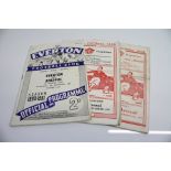 Football programmes - Three programmes to include Liverpool vs Arsenal 1950, Liverpool vs Arsenal