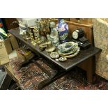 17th century Style Long Oak Refectory Table raised on Cup and Cover Supports with Wide Feet and