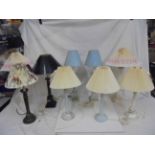 Group of table lamps and shades