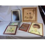 Six framed pictures