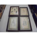 Four framed and glazed 19th century French fashion prints, largest approx 20cm x 28cm