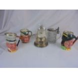 Three Lancaster & Sandland character jugs, Schatz anniversary clock & glass beer stein (5)