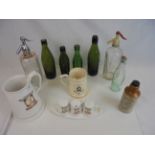 Breweriana - box of mixed items to include soda siphons, bottles, jugs etc