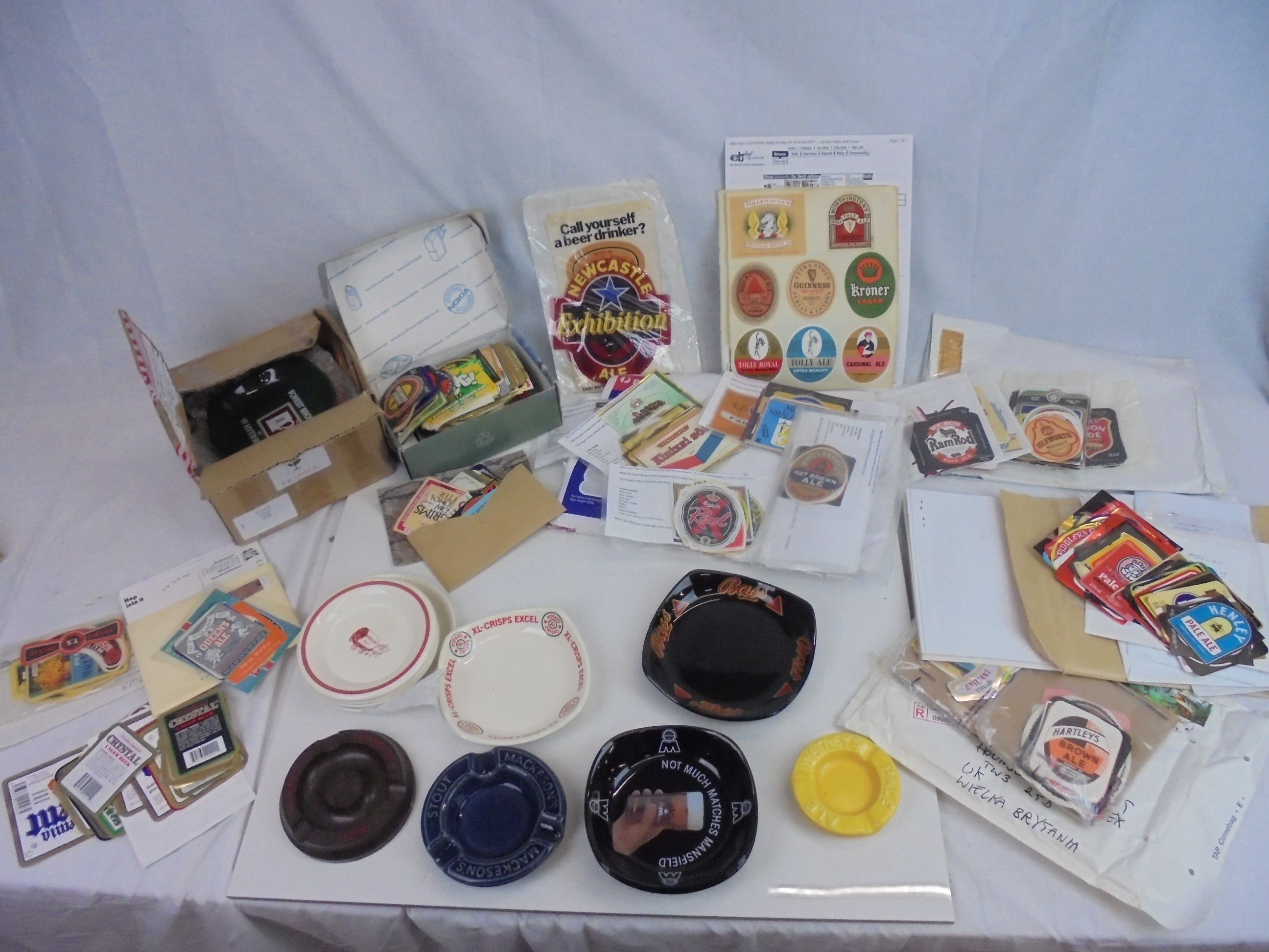 Breweriana - collection of various ashtrays and beer labels