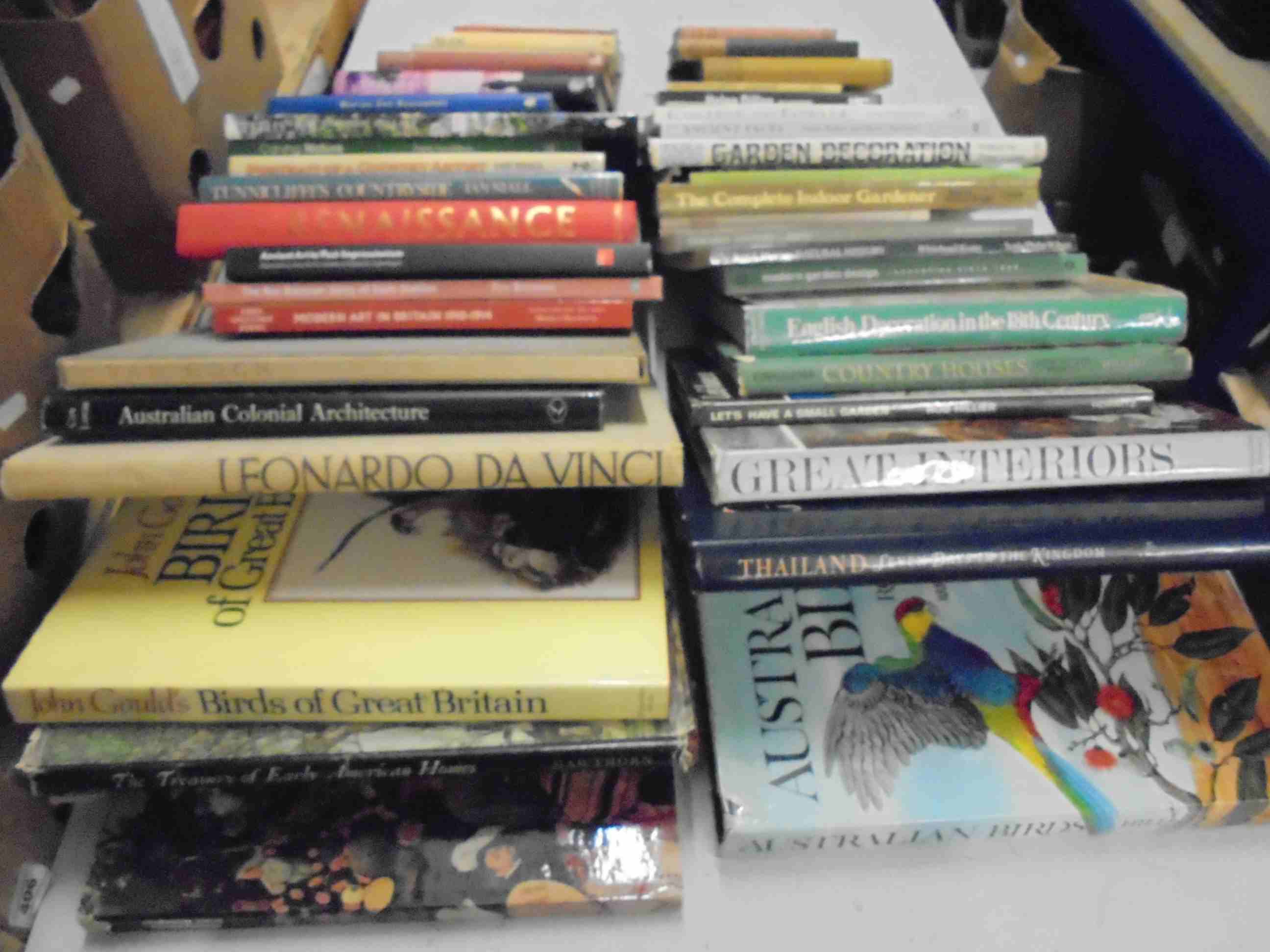 Collection of hardback and softback books, to include ornithology, horticulture, art etc (2 boxes)