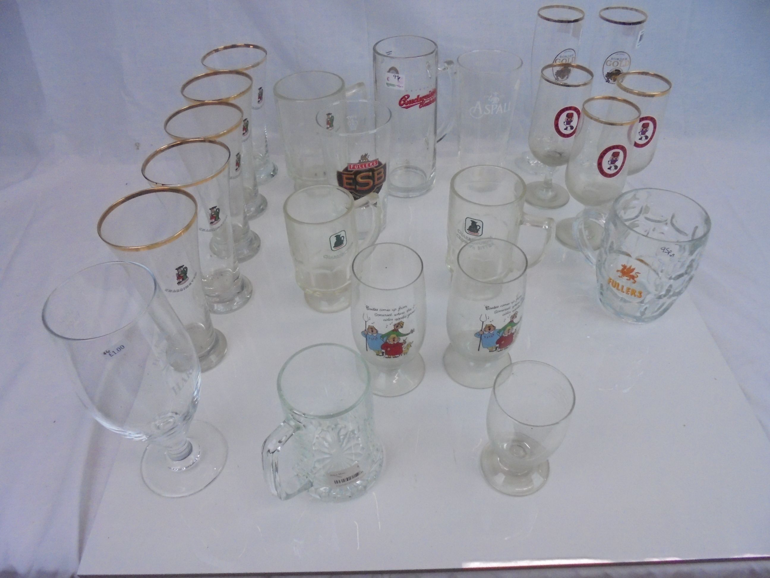 Breweriana - 20+ assorted glasses, various breweries, to include Watney Mann World Cup, Fullers,