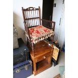Early 20th century Mahogany Elbow Chair with Slender Turned Spindles and Cushion to Seat