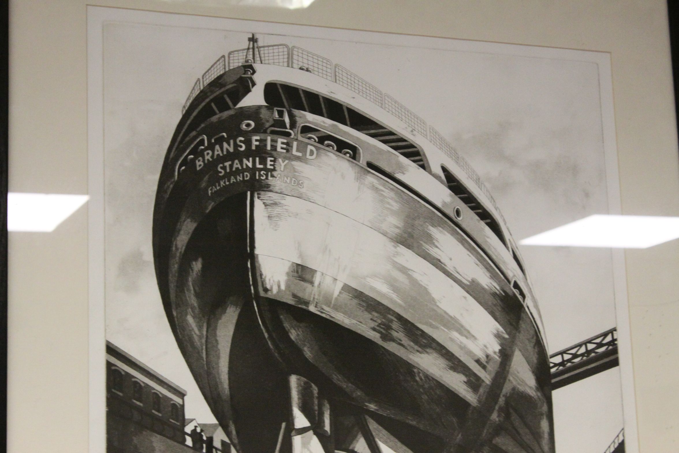 David Smith artist proof Bransfield Stanley Falkland Islands titled 'IN DRY DOCK SOUTHAMPTON' 70 x - Image 3 of 5