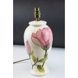 Moorcroft Table Lamp in the Magnolia Pattern (height to top of ceramic body 27cms)