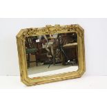 Rectangular Gilt Wall Mirror with Floral Carving, 80cms x 69cms