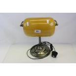 Bankers Style Desk Lamp with Yellow Glass Shade