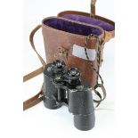 Set of Leather Cased Carl Zeiss Jena Binoculars, the binoculars and case engraved Sir Victor Sassoon