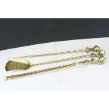 Brass Three Piece Companion Set with Claw and Ball Finials