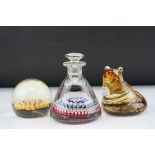 19th century Millefiori Glass Paperweight Inkwell, probably with replaced stopper, rough pontil mark