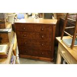 Victorian Mahogany Chest of Two Short over Three Long Drawers with Turned Wooden Handles and