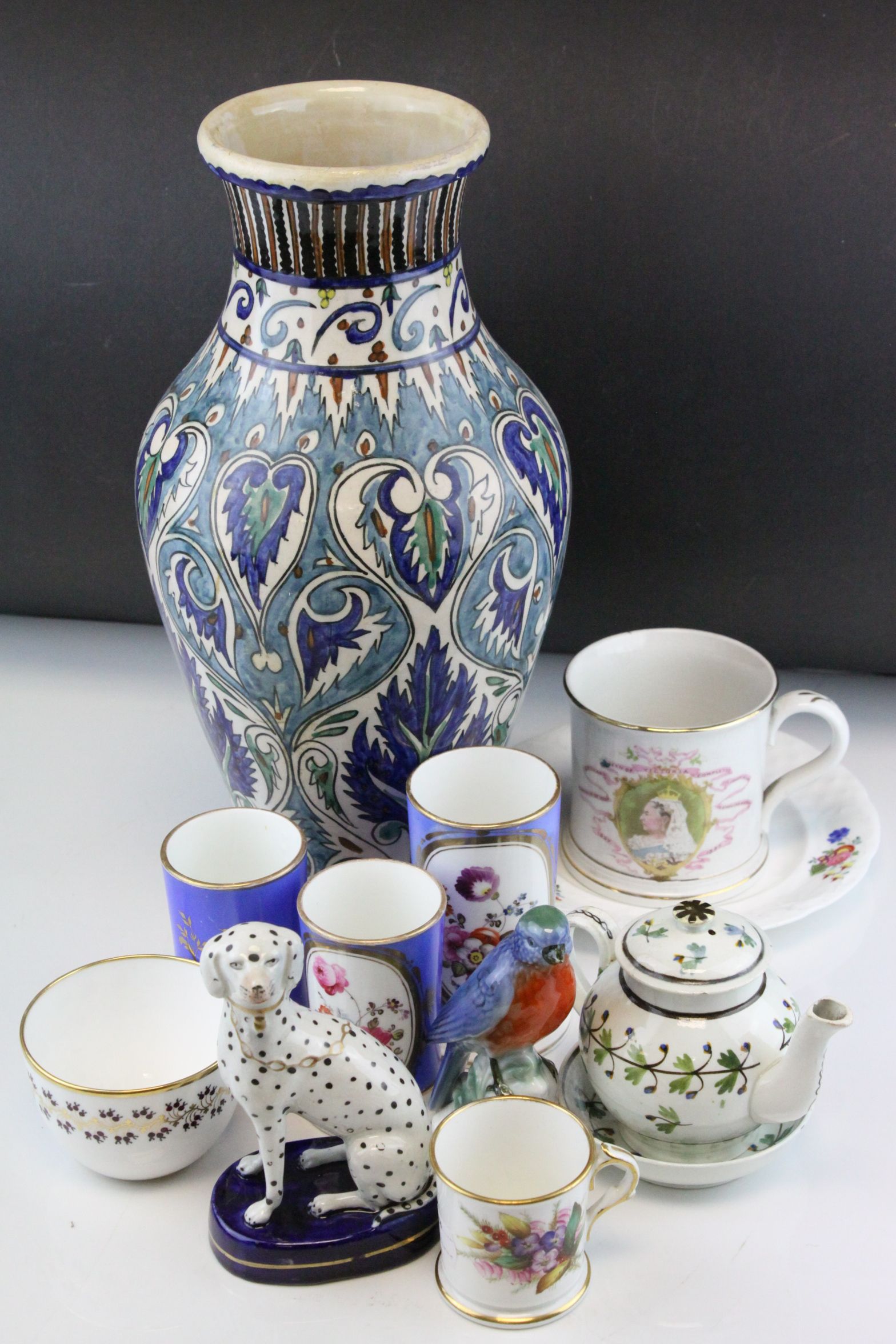 Collection of Ceramics including Royal Worcester Hand Painted Coffee Can, other 19th century