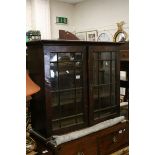 19th century Mahogany and Veneer Display Cabinet, the twin doors opening to reveal two shelves, h.