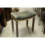 George VI Coronation Stool in limed oak and maker's stamp ' Waring & Gillow.', L.46cms h.47cms