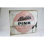 Vintage Double Sided Enamel Advertising Sign ' Aladdin Pink, the Premier Paraffin ' 49cms x 42cms