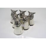 Six Silver Plated Fox Head Stirrup Cups