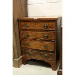 Georgian Bow Fronted Inlaid Mahogany Small Chest of Four Drawers, h.74cms w.56cms