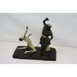 Franz Bergman Style Cold Painted Bronze Figure Group of a Black Man with a White Female Slave