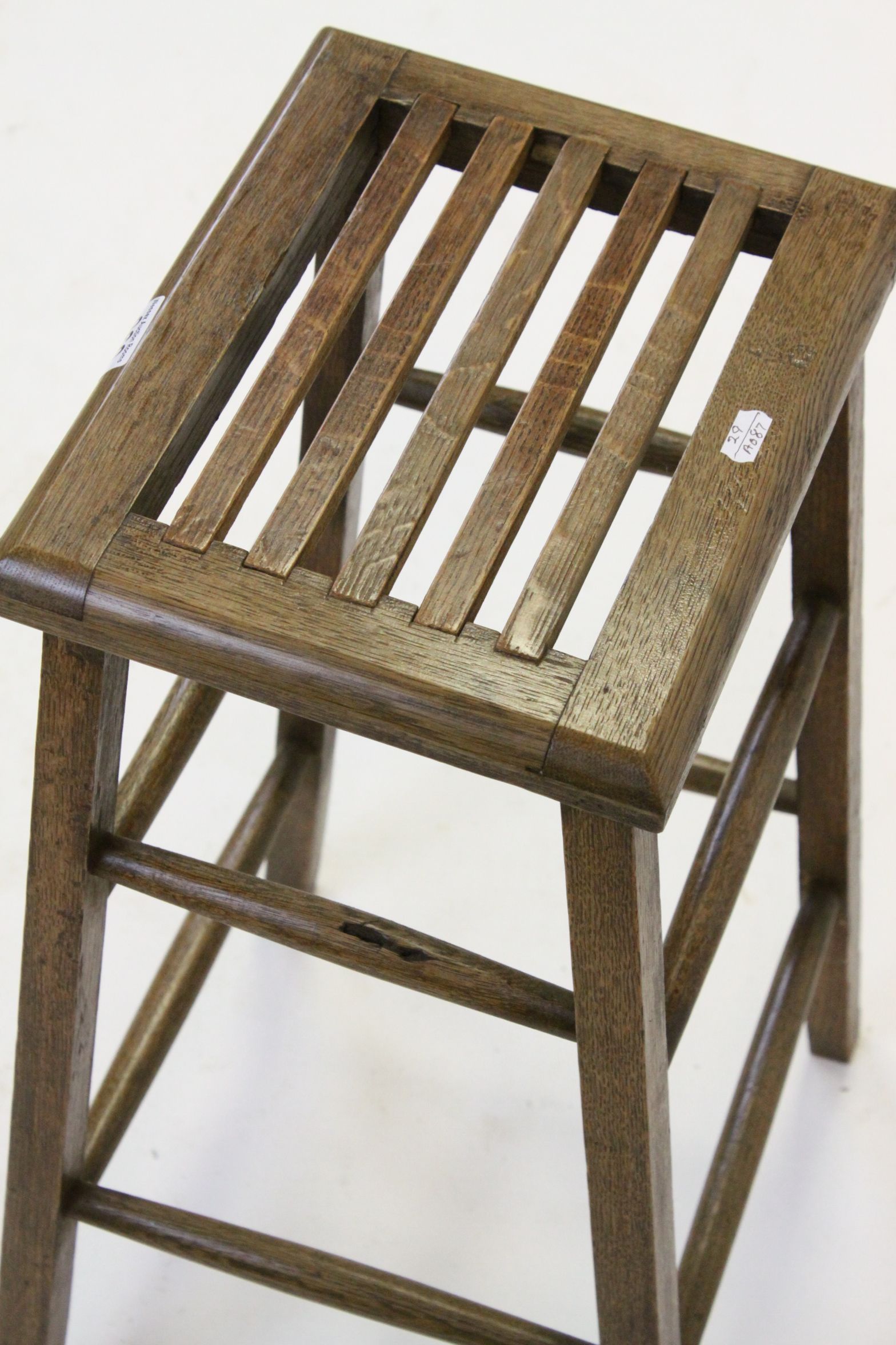 Unusual Arts & Crafts light oak luggage rack - Image 3 of 3