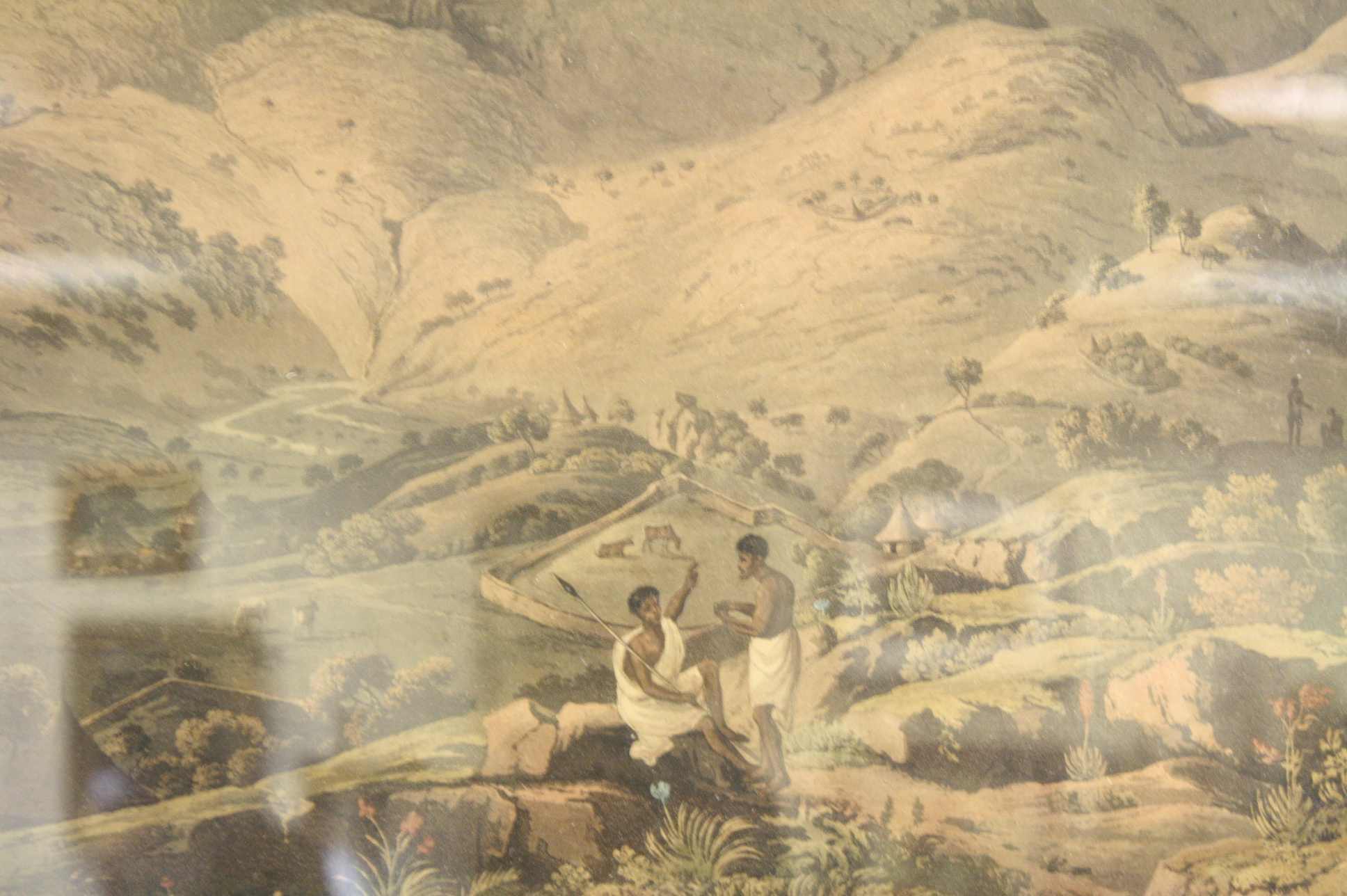 Daniell Havell, 1809 a framed aquatint, the mountains of Samayut, 45 x 58cm - Image 2 of 2