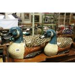Two decorative mallard ducks boxes