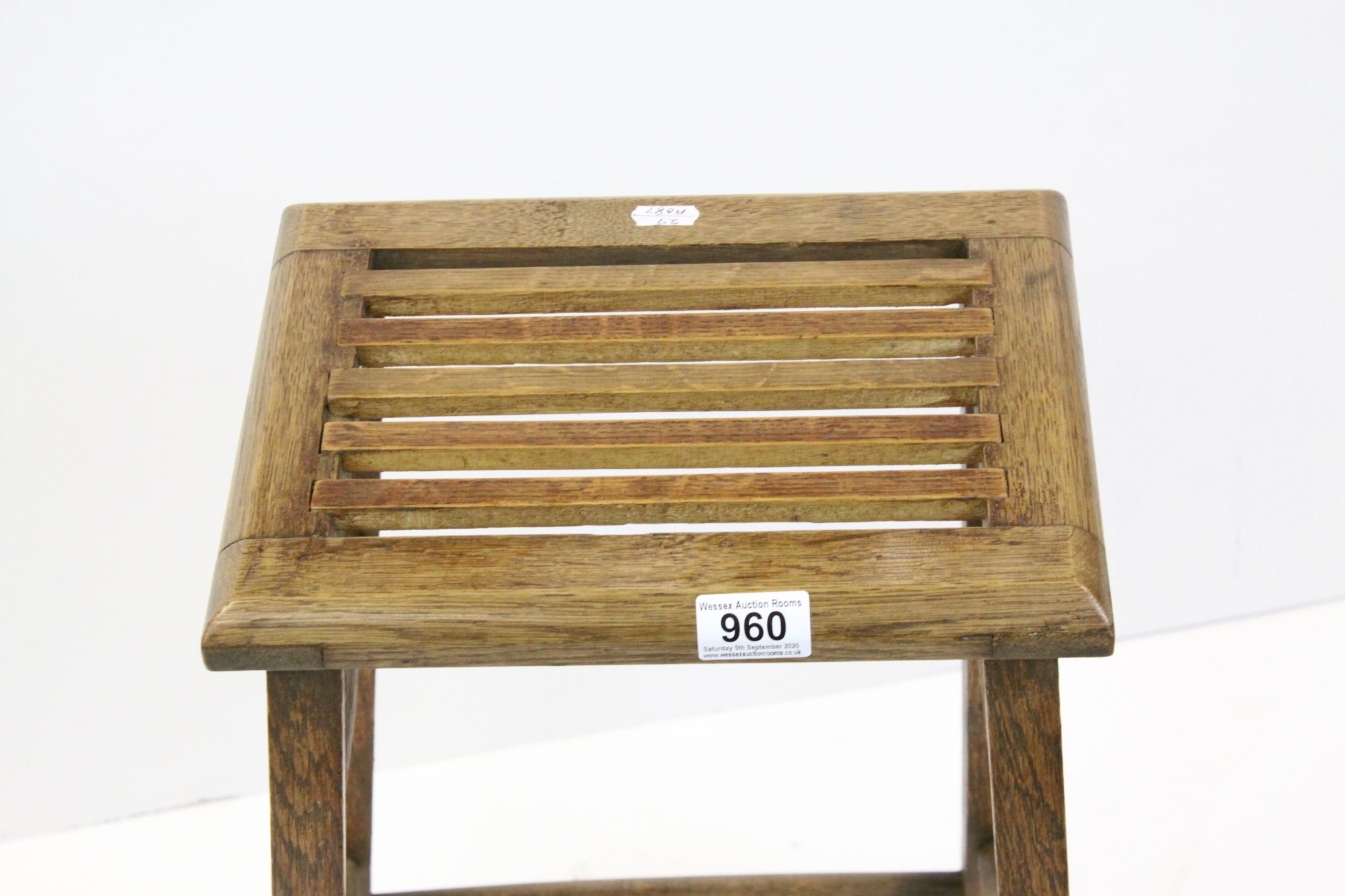 Unusual Arts & Crafts light oak luggage rack - Image 2 of 3