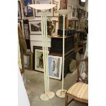 Two Modern Cream Coloured Metal Standard Uplifter Lights, tallest 191cms