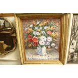 20th century, a studio framed oil painting, still life study, flowering blooms in a vase, 57 x 46cm