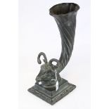 Bronze Ram's Head Cornucopia Vase, h.37cms