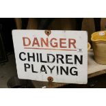 Enamel ' Danger Children Playing ' Sign, 48cms x 35cms