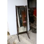 Early 20th century Mahogany Framed Rectangular Cheval Mirror, mirror size 120cms x 44cms